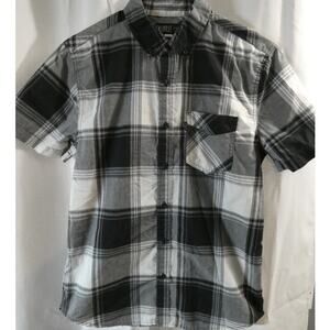 Caliville Young Men's Small Plaid Short Sleeved Button Up Shirt Collared Preppy